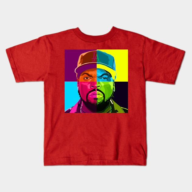 Ice Cube rapper squares and yellow Kids T-Shirt by PulsePeople